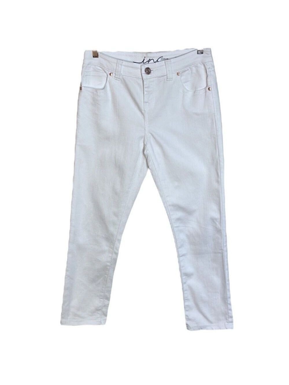 INC Denim Skinny Leg Regular Fit Crop, Women’s Size 4/27, White Jeans, Low Rise